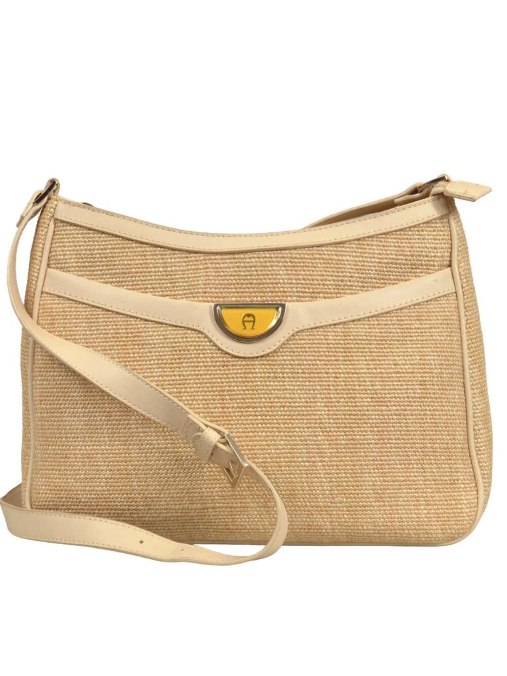 Vintage Etienne Aigner Woven Jute Shoulder Handbag with Mirror!